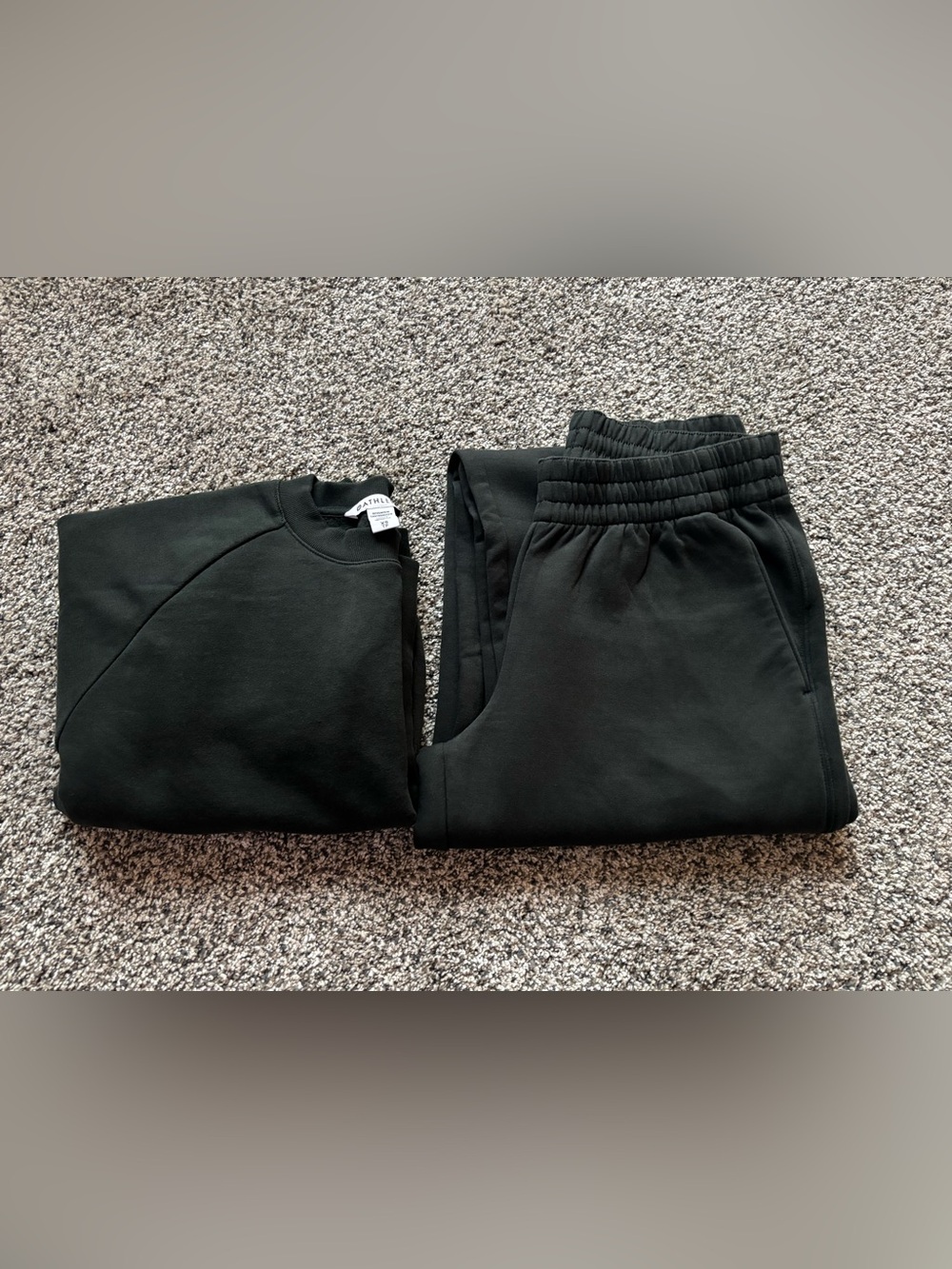 Athleta Forever Fleece Crew and Form Knit Mid Rise Pant Set Sz XS/XSP